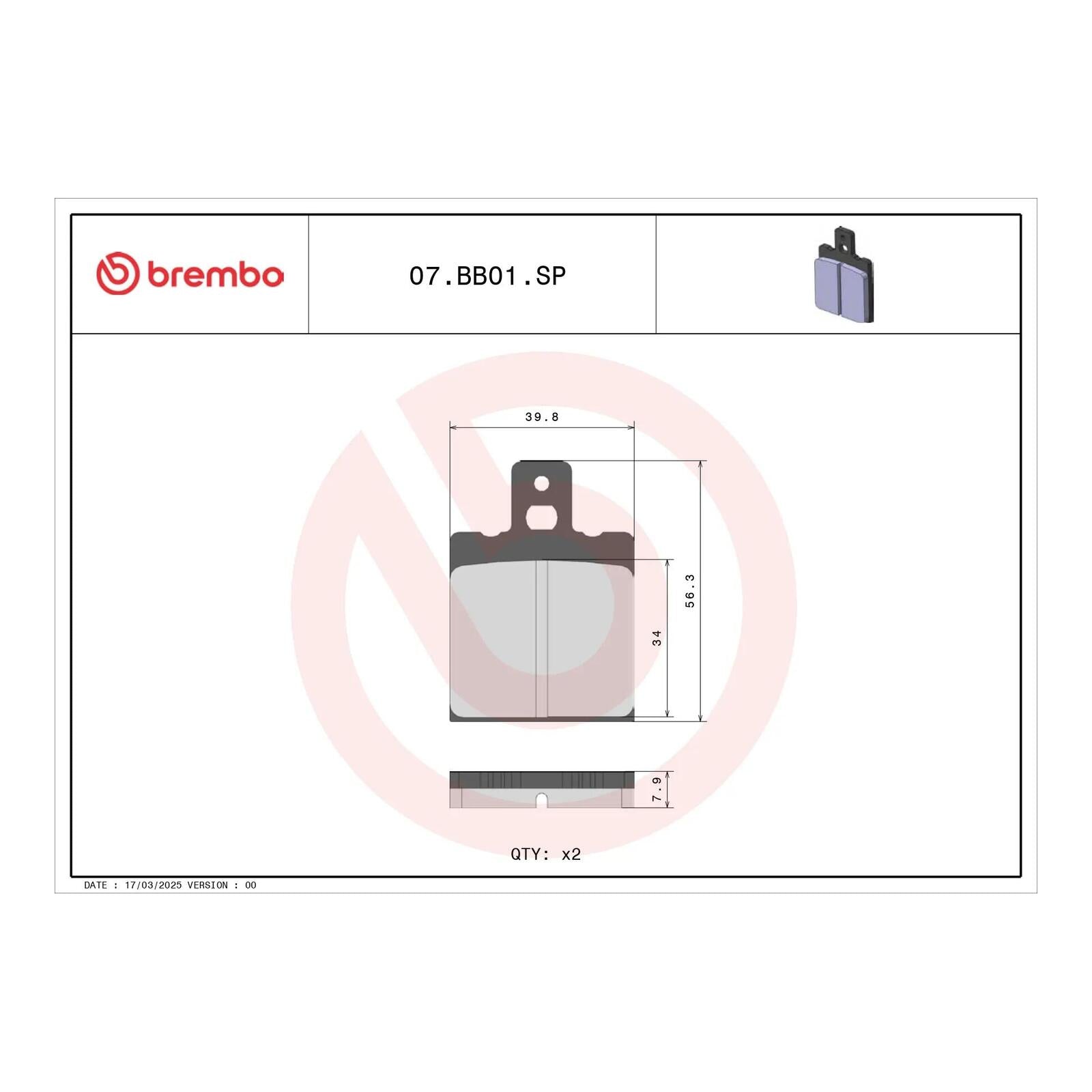 Brembo Prime Brake Pad Sinter Rear 07BB01SP