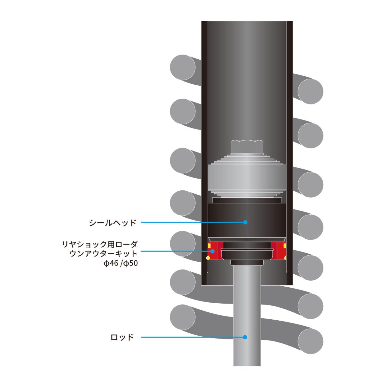 Zeta Rear Suspension Lowering Kit - Showa / KYB / WP 50F -40mm - Titanium