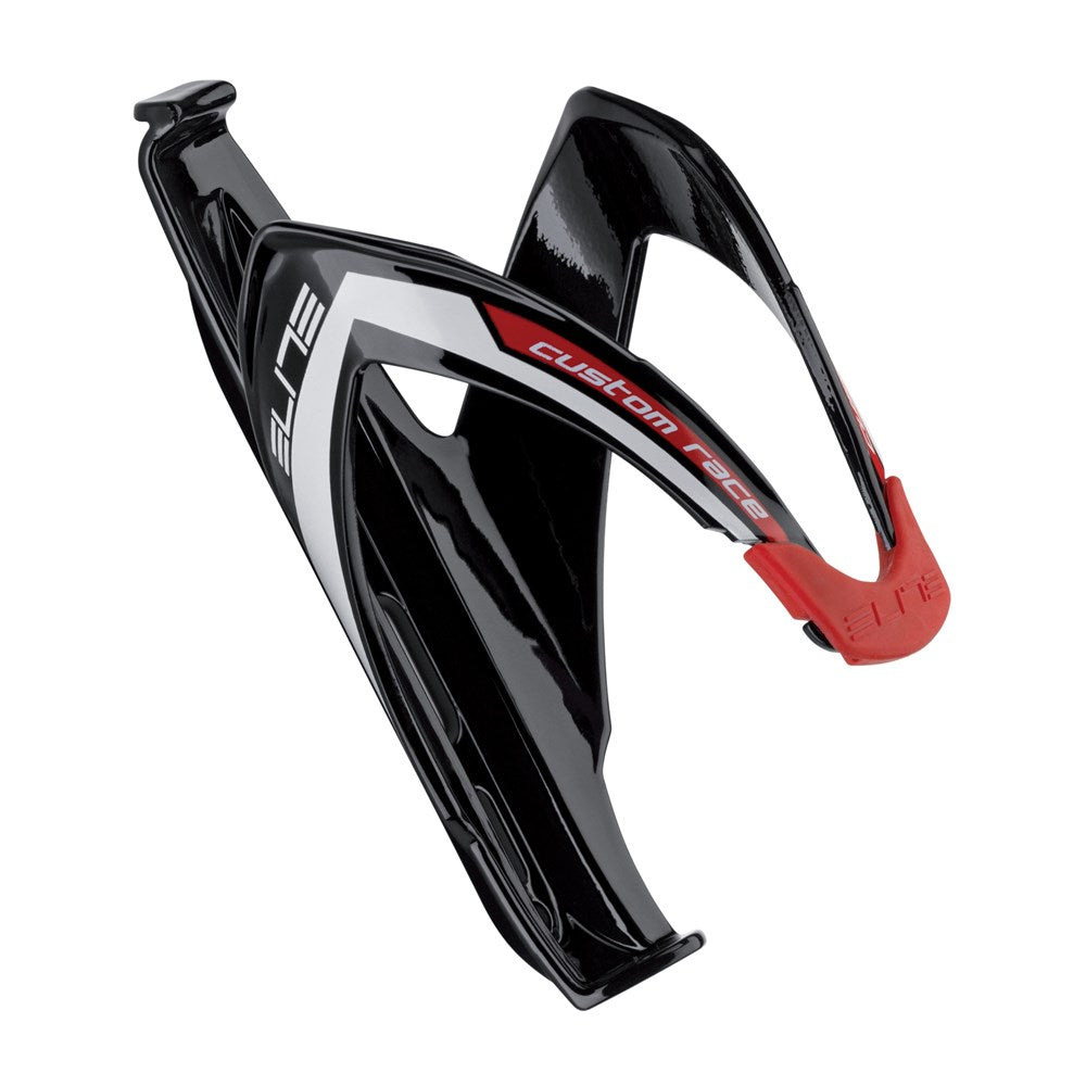 ELITE BOTTLE CAGE CUSTOM RACE GLOSS BLACK/RED RUBBER ##