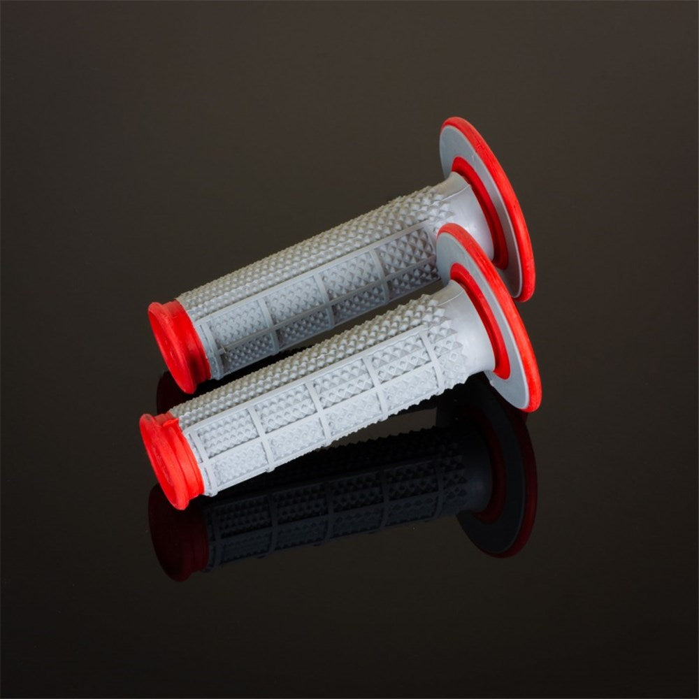 RENTHAL GRIPS DUAL COMPOUND TAPERED HALF WAFFLE RED/GRY Q70 (G163)