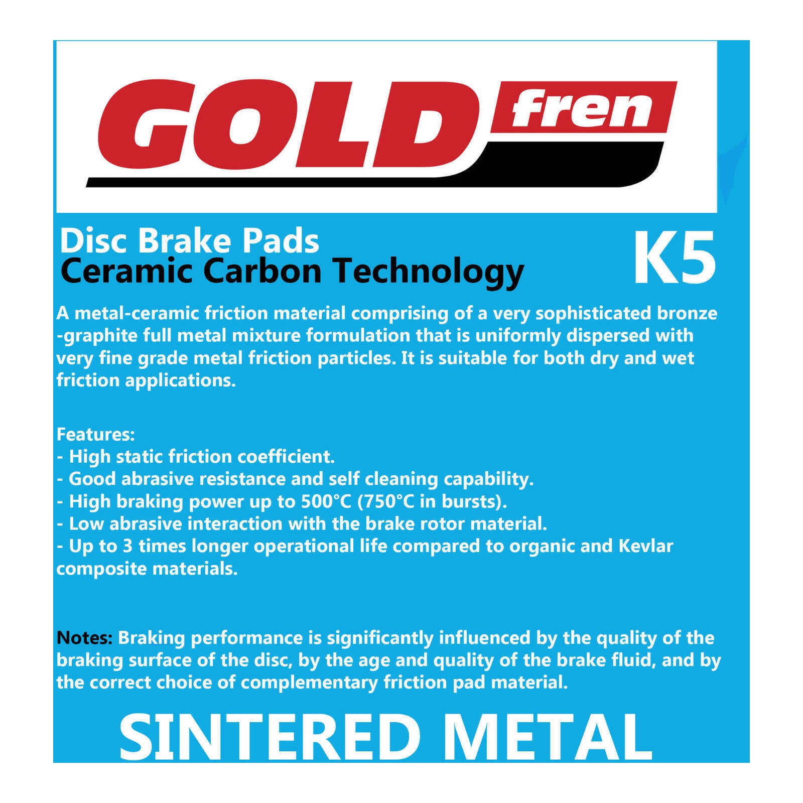 GOLDfren Brake Pads Off-Road Racing GF209 - K5 ( PR319 )