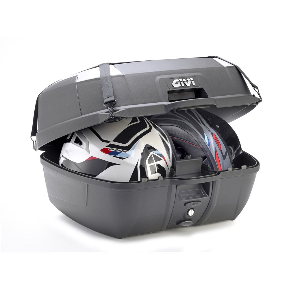 GIVI MONOLOCK TOPCASE 45L BLACK/SILVER - INCLUDES UNIVERSAL PLATE