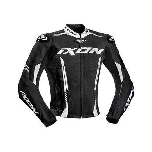 VORTEX 2 LEATHER JACKET - BLACK/WHITE