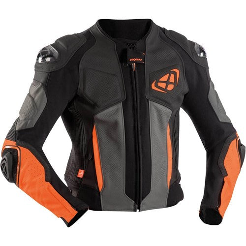 VENDETTA EVO LEATHER JACKET - BLACK/ANTHRACITE/ORANGE