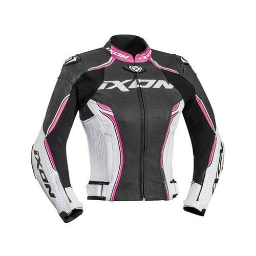 VORTEX LADY LEATHER JACKET - BLACK/WHITE/FUSHIA