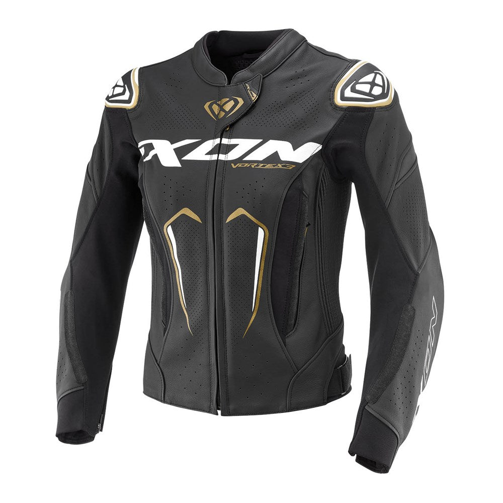 IXON VORTEX 3 LADIES JKT BLK/WHT/GLD (MD)