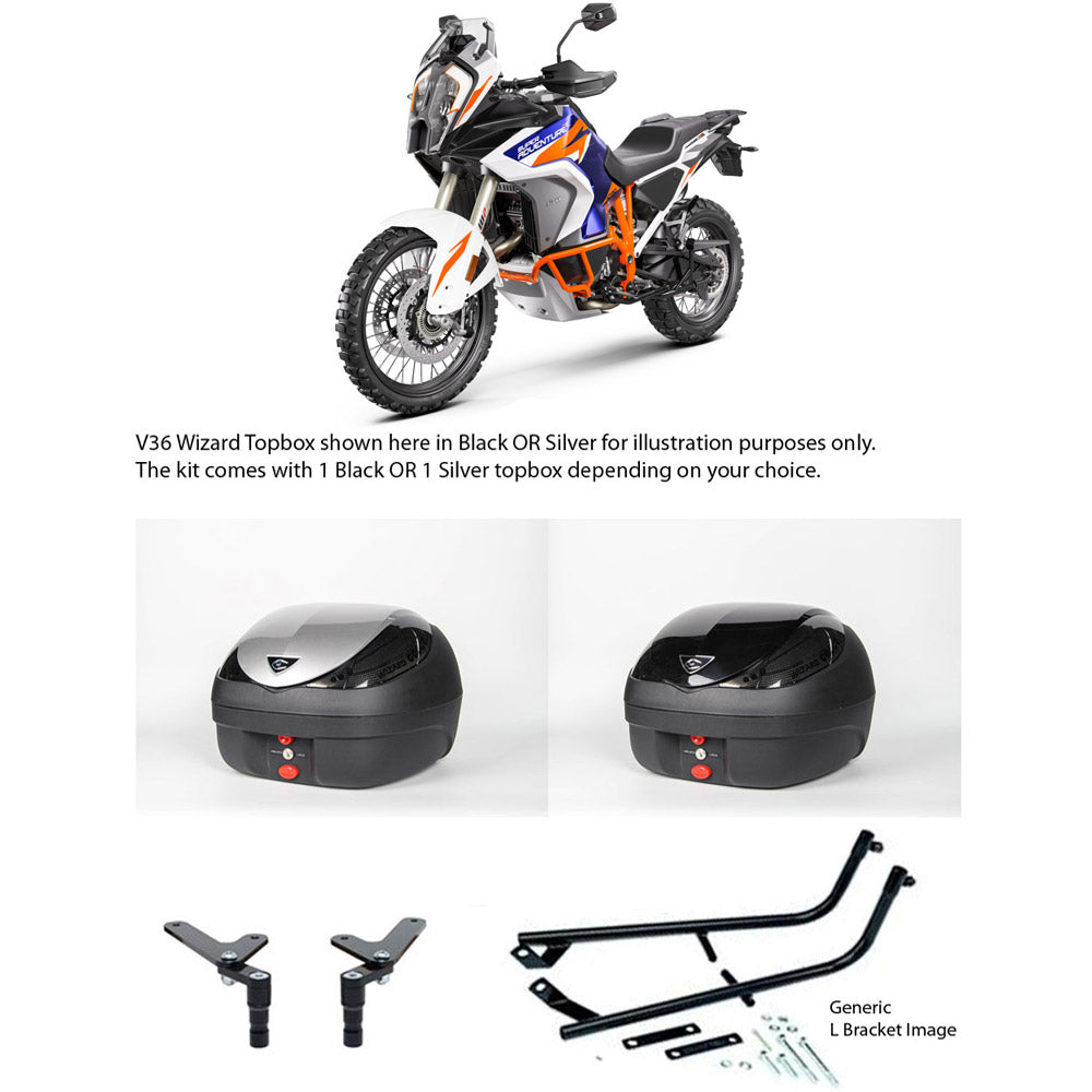 V36 Wizard Silver Topbox Kit 1290 SUPER ADVENTURE R, S 21-24 - KT023V36BPSIL
