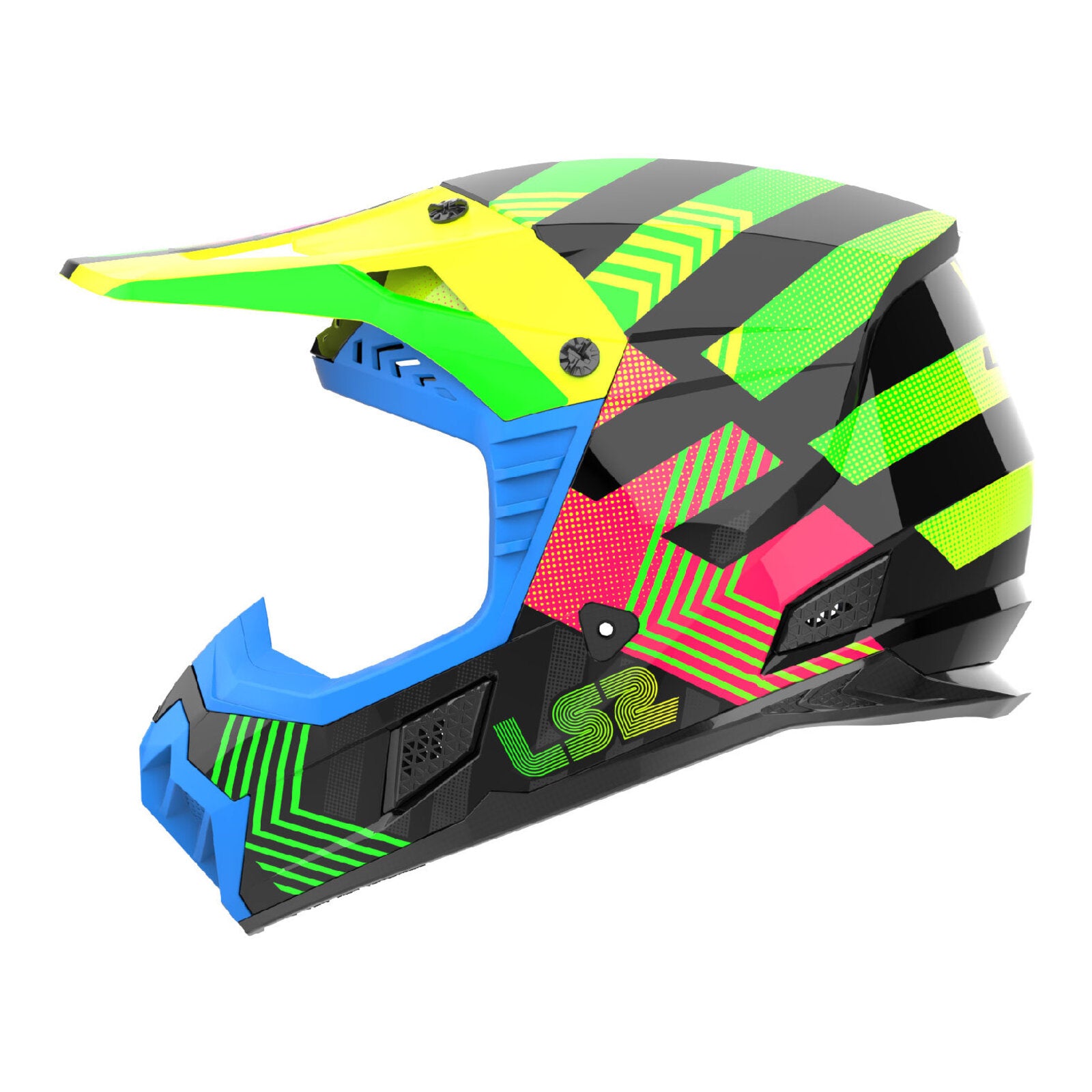 LS2 MX706J COZ Chromatic Helmet - Black / Hi-Vis Pink