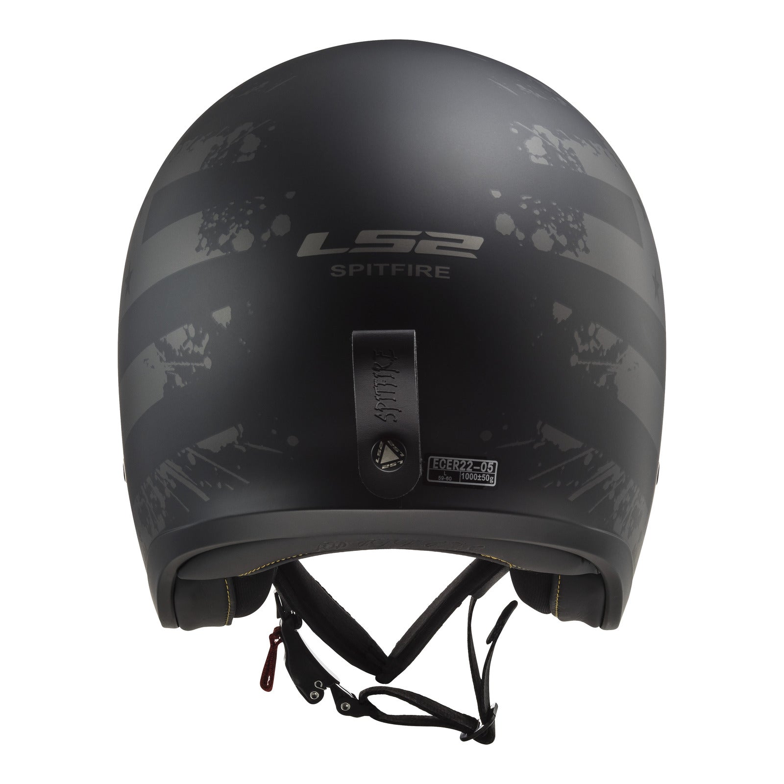 LS2 OF599 Spitfire II Flag Helmet - Matte Black 06
