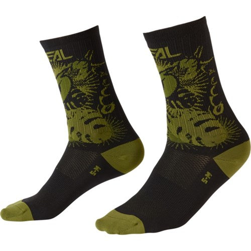 ONEAL 22 MTB PERFORMANCE SOCK PLANT BLK/GREEN (43-46)