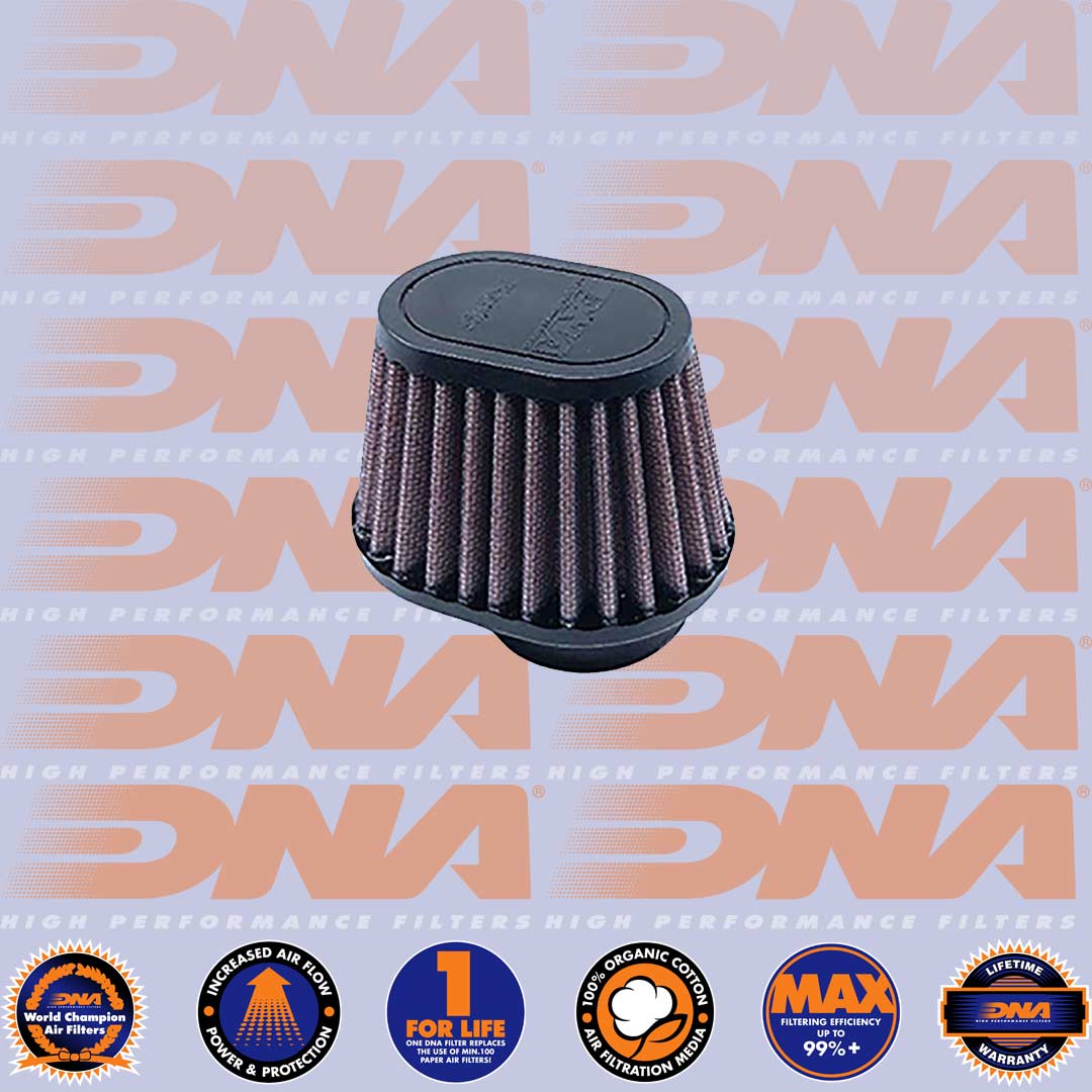 DNA FILTERS RUBBER TOP OVAL CLAMP ON 38mm INLET 68mm LENGTH AIR FILTER - OV-3800