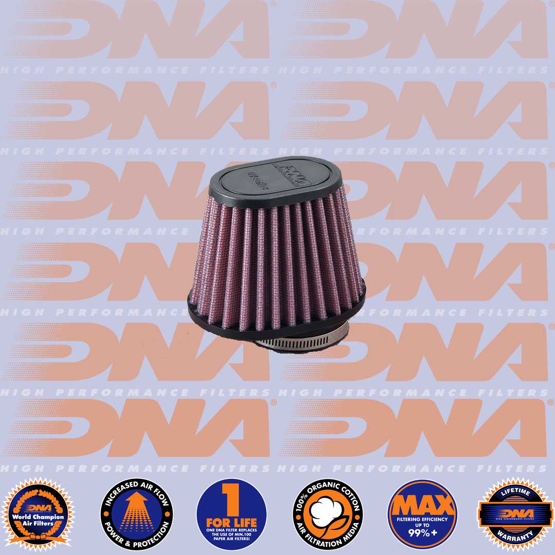 DNA FILTERS RUBBER TOP OVAL CLAMP ON 49mm INLET 80mm LENGTH AIR FILTER - OV-4900-80