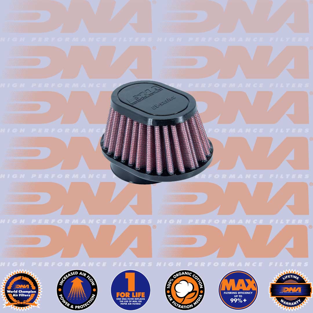 DNA FILTERS RUBBER TOP OVAL CLAMP ON 51mm INLET 50mm LENGTH AIR FILTER - OV-5100-SHORT