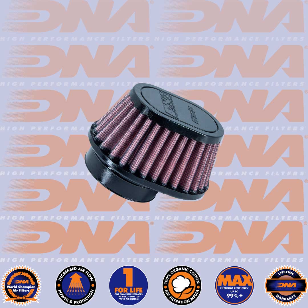 DNA FILTERS RUBBER TOP OVAL CLAMP ON 51mm INLET 50mm LENGTH AIR FILTER - OV-5100-SHORT
