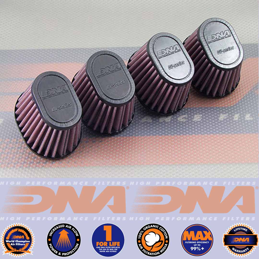 DNA FILTERS RUBBER TOP OVAL CLAMP ON 51mm INLET 68mm LENGTH AIR FILTER x 4 - OV-5104
