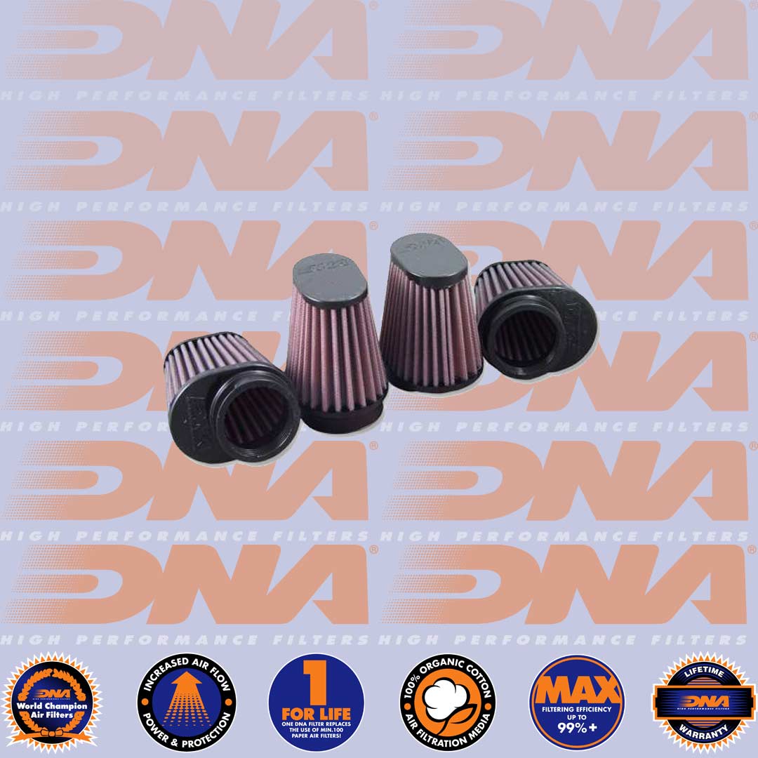 DNA FILTERS RUBBER TOP OVAL CLAMP ON 54mm INLET 103mm LENGTH AIR FILTER x 4 - OV-5404-12W
