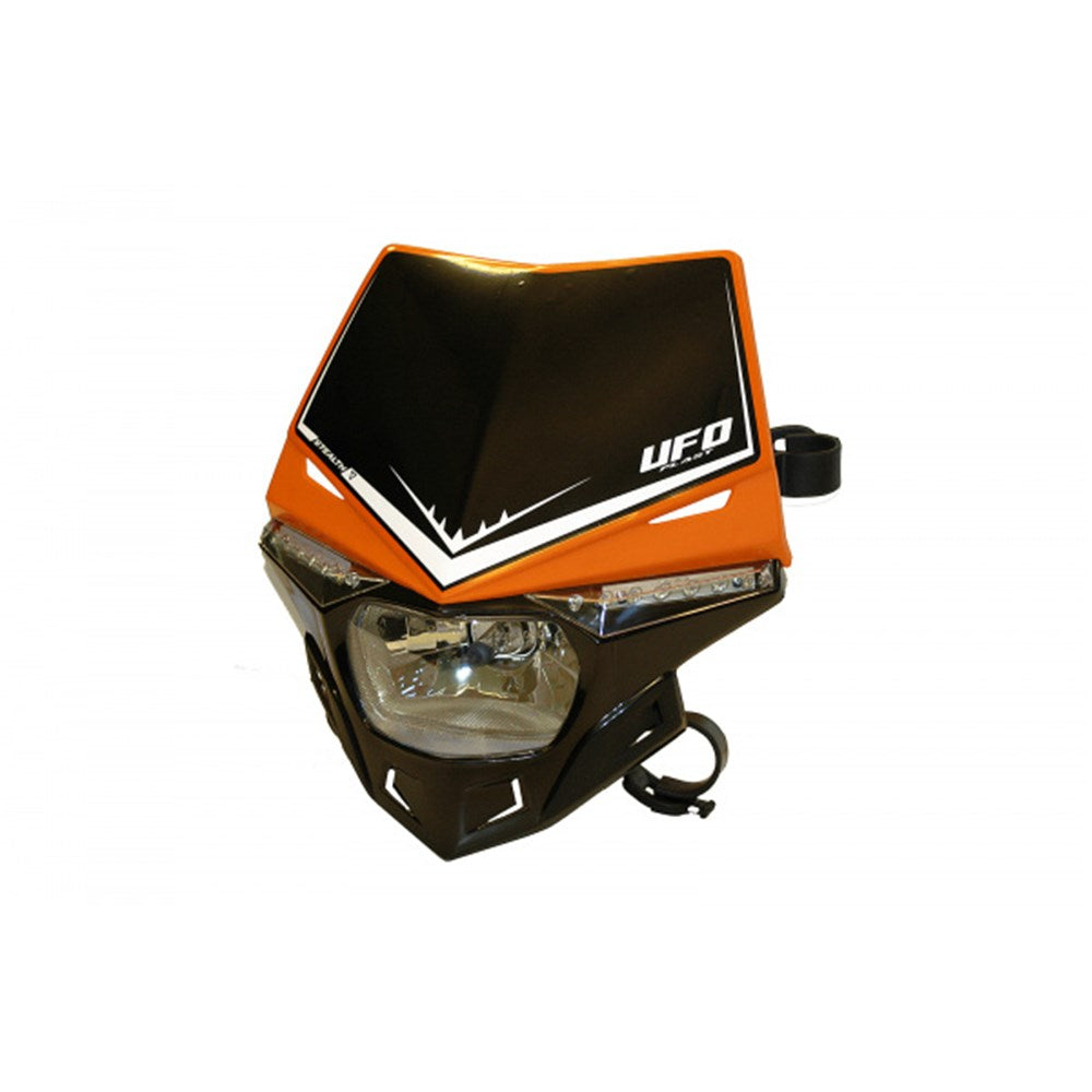 UFO MOTOCROSS STEALTH HEADLIGHT BASE BLK / UPPER ORG