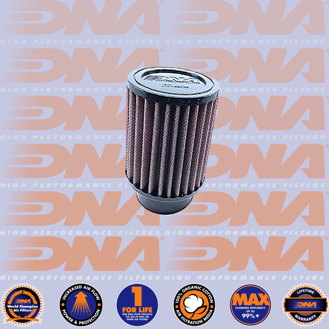 DNA FILTERS RUBBER TOP ROUND CLAMP ON 54mm INLET 5 DEG. 155mm LENGTH AIR FILTER - RO-5405-127