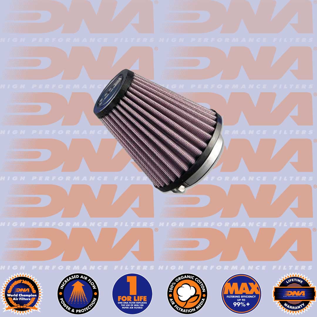 DNA FILTERS RZ SERIES RUBBER TOP CLAMP ON 65mm INLET 122mm LENGTH AIR FILTER - RZ-65-122