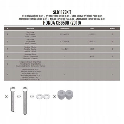 GIVI KIT FOR SLD SLIDER CB650R 19>