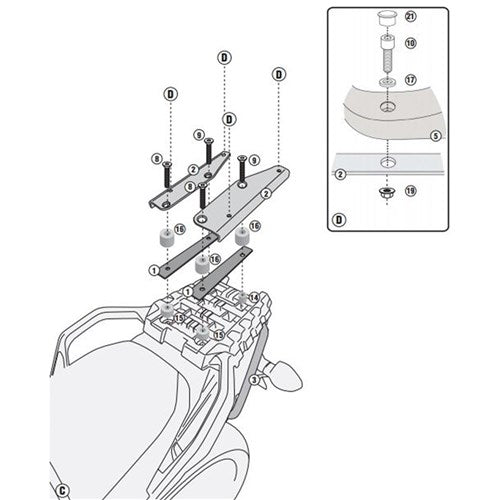 #GIVI SPECIFIC MONOLOCK REAR RACK - SUZUKI DL1000 V-STROM 14-16 (PLATE INCLUDED)