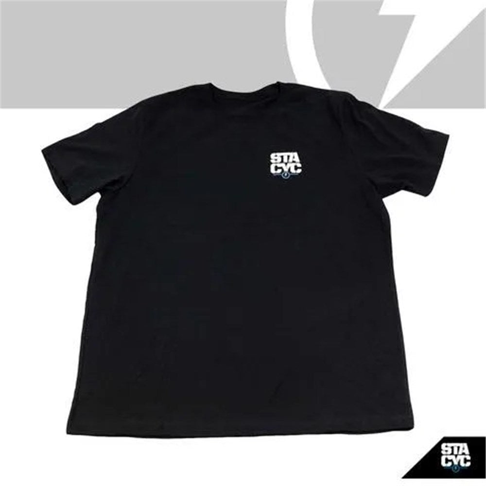 STACYC APPAREL (Tees) APPAREL - T-SHIRT STACKED LOGO - ADULT / S / BLACK