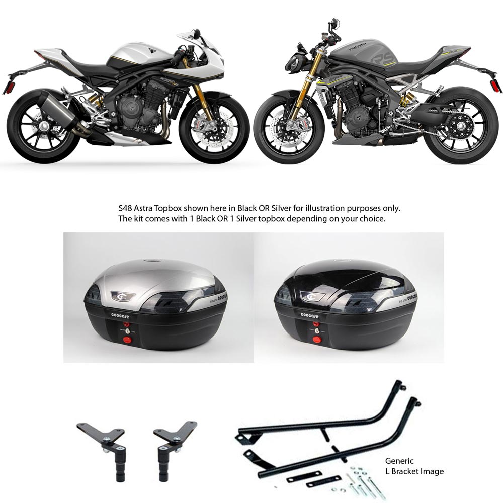 S48 Astra Silver Topbox Kit 1200 SPEED TRIPLE RR, RS 21-24 - T051S48BPSIL