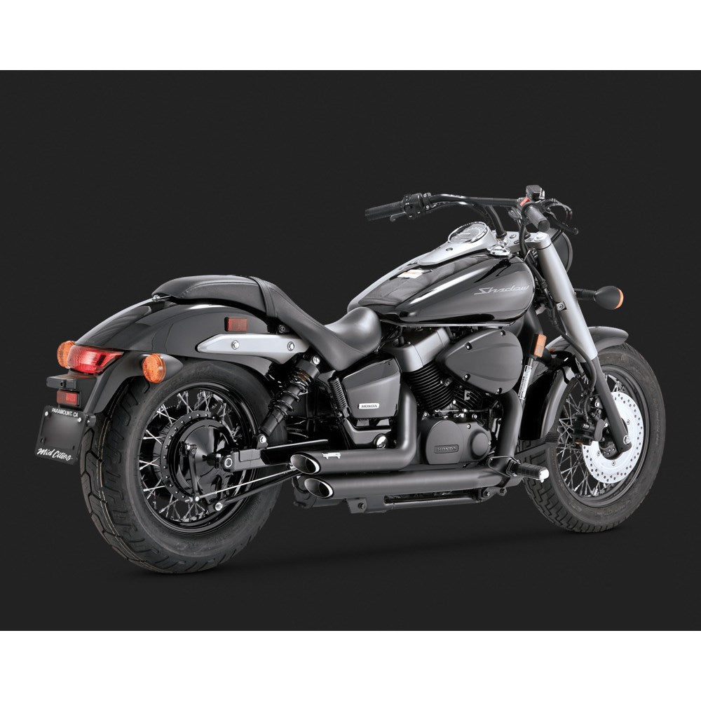 V&H SHORTSHOTS STAGGEREDS BLACK HONDA VT750 AERO/SPIRIT 04-15
