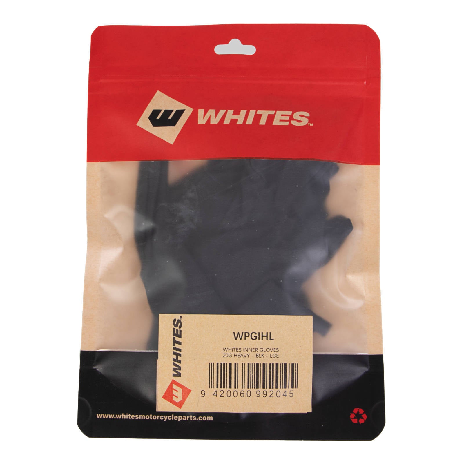 Whites Inner Gloves - 20G Heavy - Black - Large