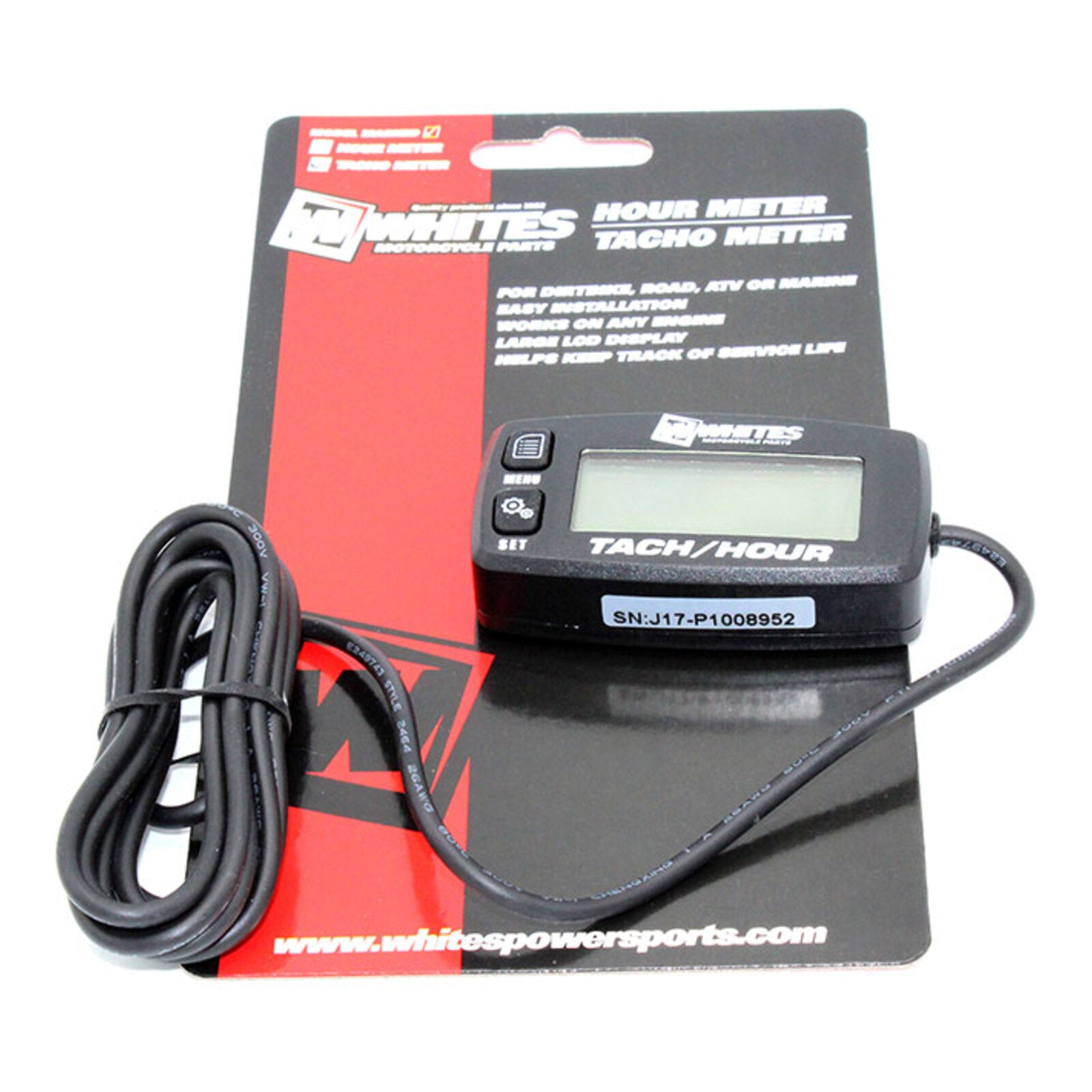 Whites Hour Tacho Meter - Black