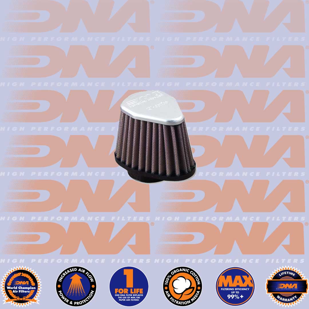 DNA FILTERS CNC TOP HEXAGONAL CLAMP ON 38mm INLET 68mm LENGTH AIR FILTER - XVA-3800