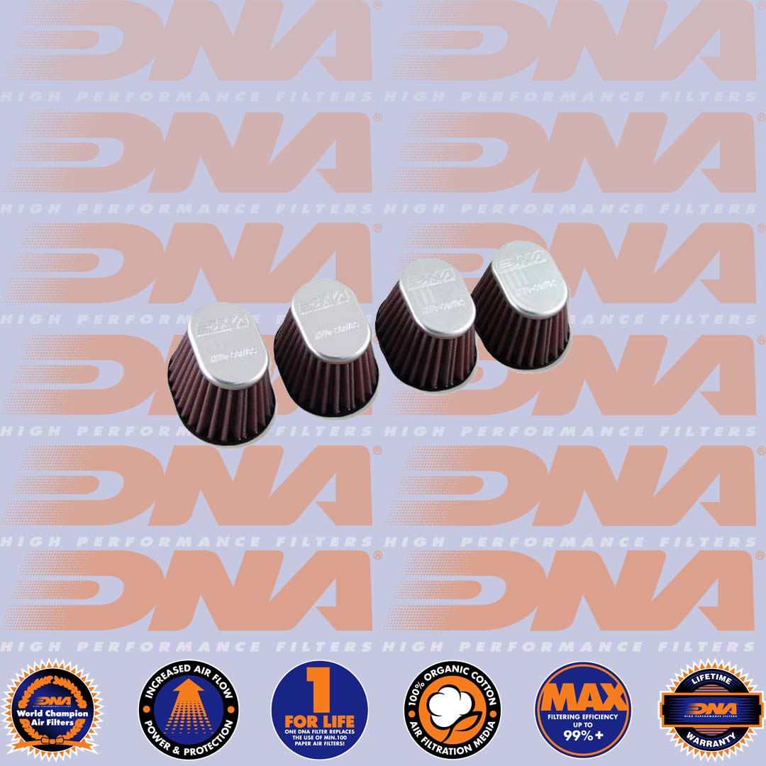 DNA FILTERS CNC TOP OVAL CLAMP ON 38mm INLET 68mm LENGTH AIR FILTER x 4 - XVO-3804