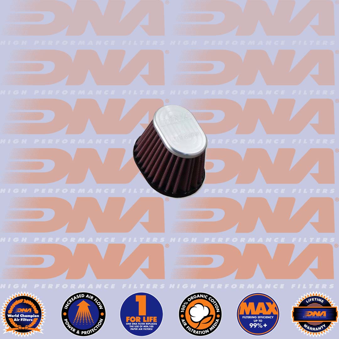 DNA FILTERS CNC TOP OVAL CLAMP ON 44mm INLET 68mm LENGTH AIR FILTER - XVO-4400