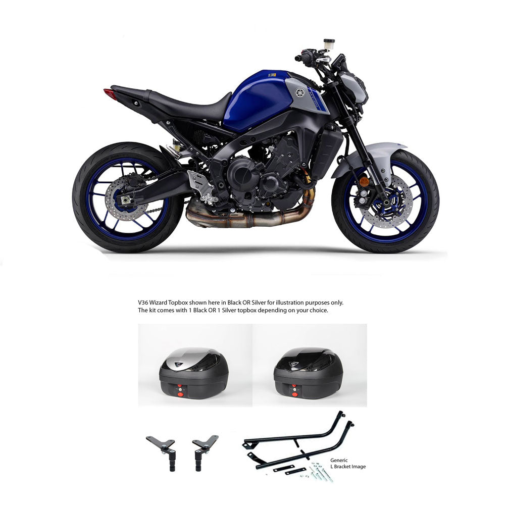V36 Wizard Silver Topbox Kit MT-09 & MT-09 SP 21-23 - Y132V36BPSIL