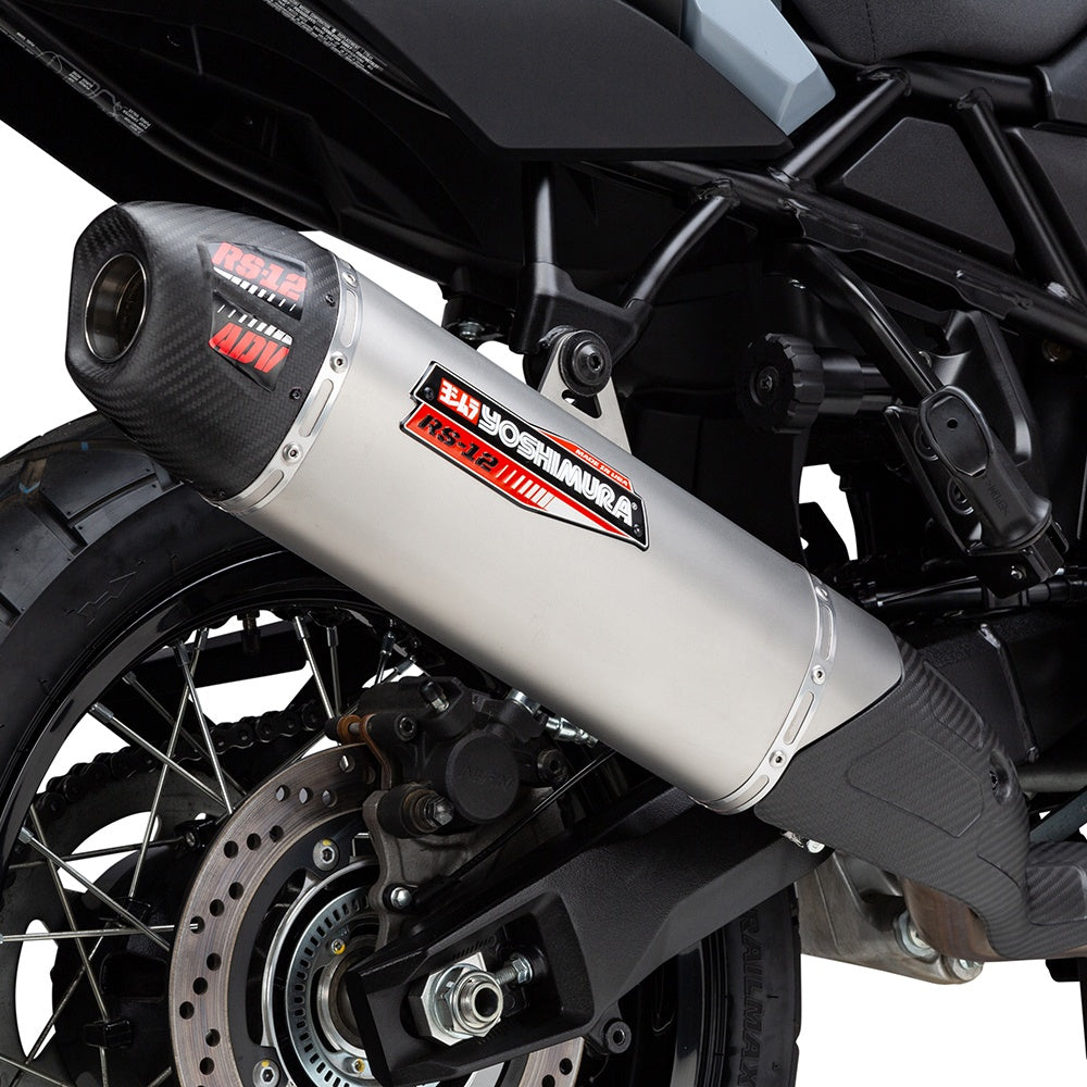 Yoshimura V-STROM 800 23-25 RS-12 ADV Stainless Slip-On Exhaust, w/ Stainless Muffler