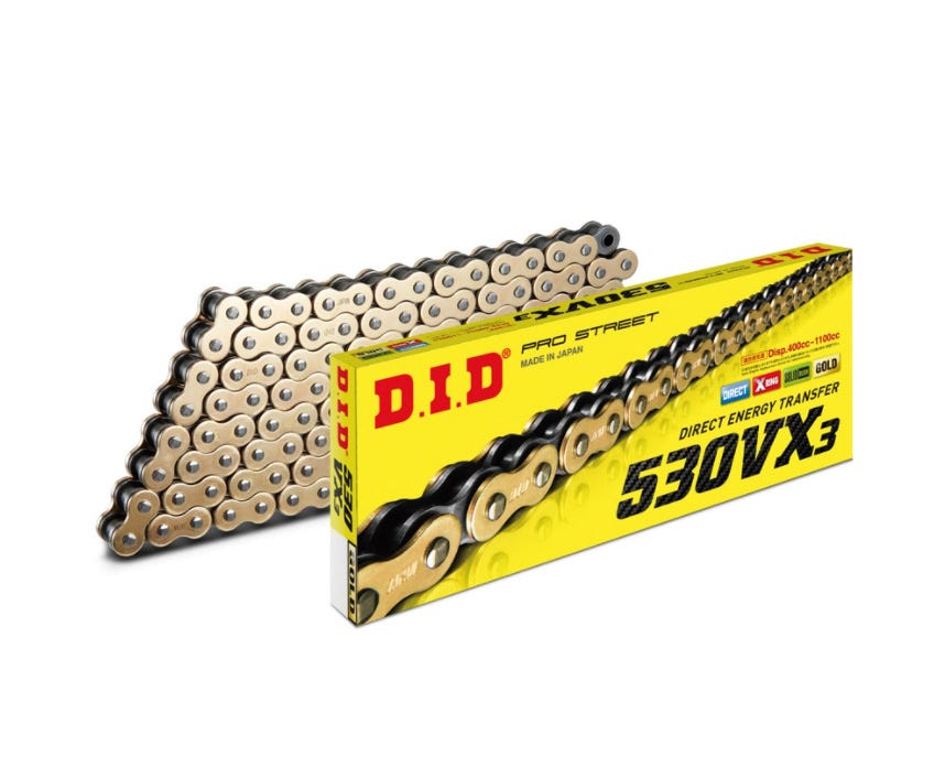 DID #530 VX3 Pro X-Ring 126L ZJ - Rivet GOLD