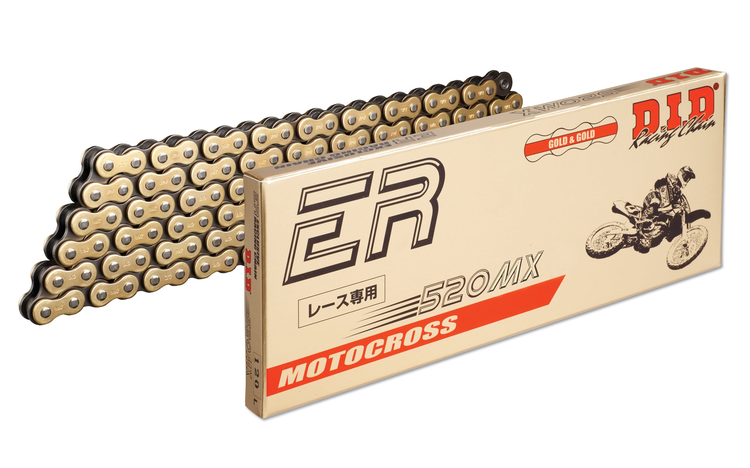 DID #520 MX Racing Chain 120L RJ - Clip GOLD&BK