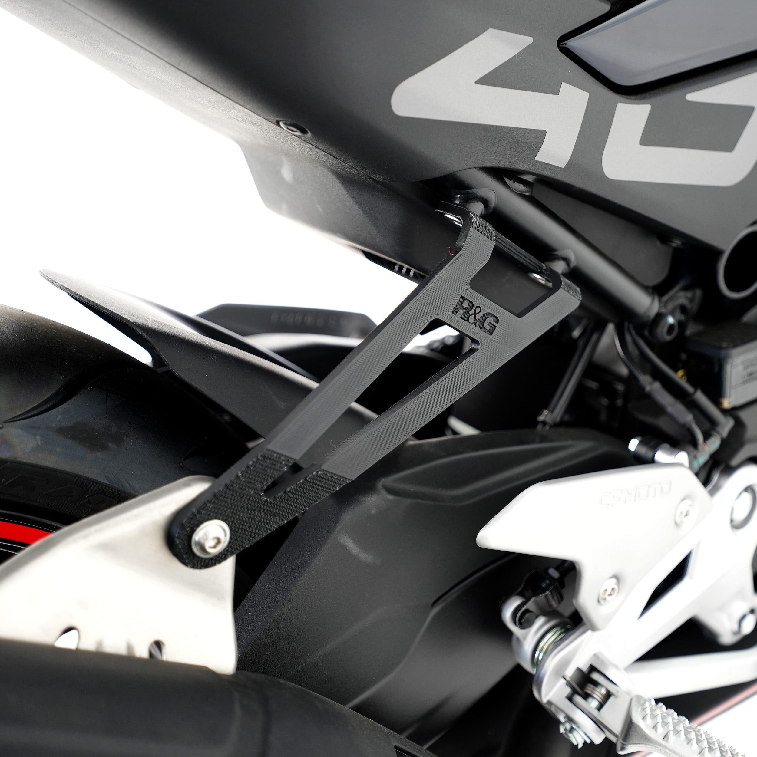 R&G Exhaust Hanger, BLACK, CFMoto 450 SR (SS) '23-
