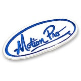 Motion Pro Patch Oval White, w/Blue Lettering