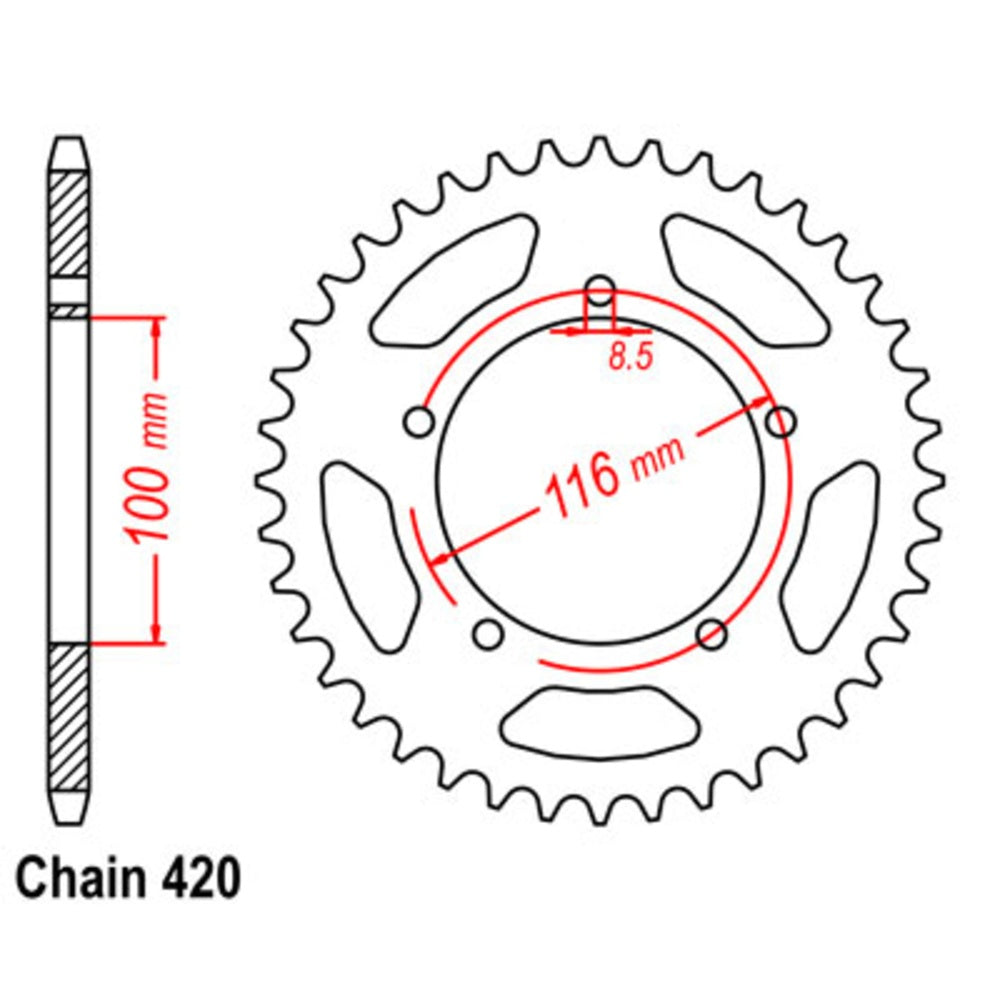45T Kawasaki KX60/80 Rear Sprocket (464)