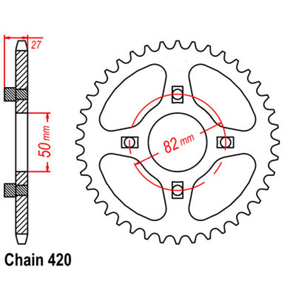 35T Honda XR75/80 Rear Sprocket (256)