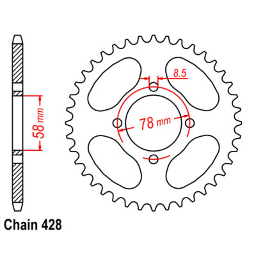 43T GS125 Suzuki Rear Sprocket (810)
