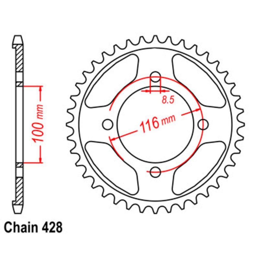 51T Kawasaki KLX140 Rear Sprocket (462)