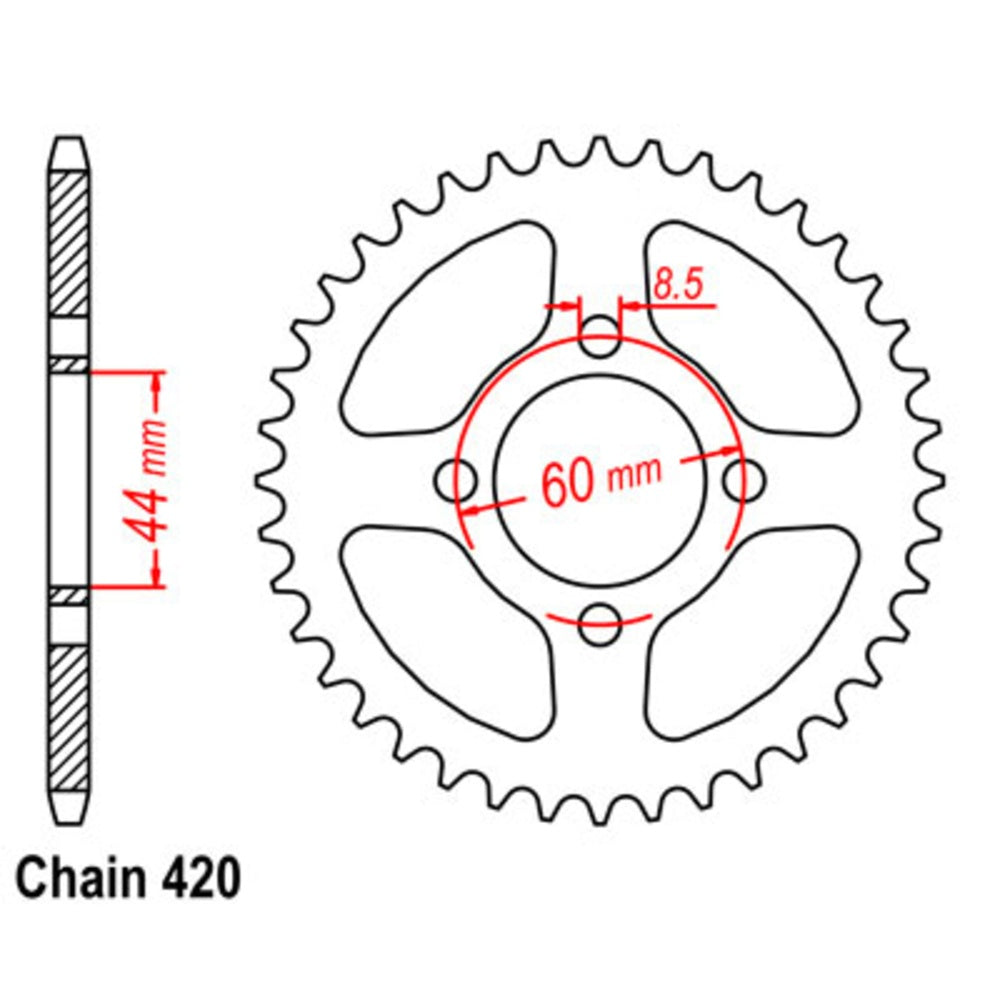 48T Yamaha Rear Sprocket (832)