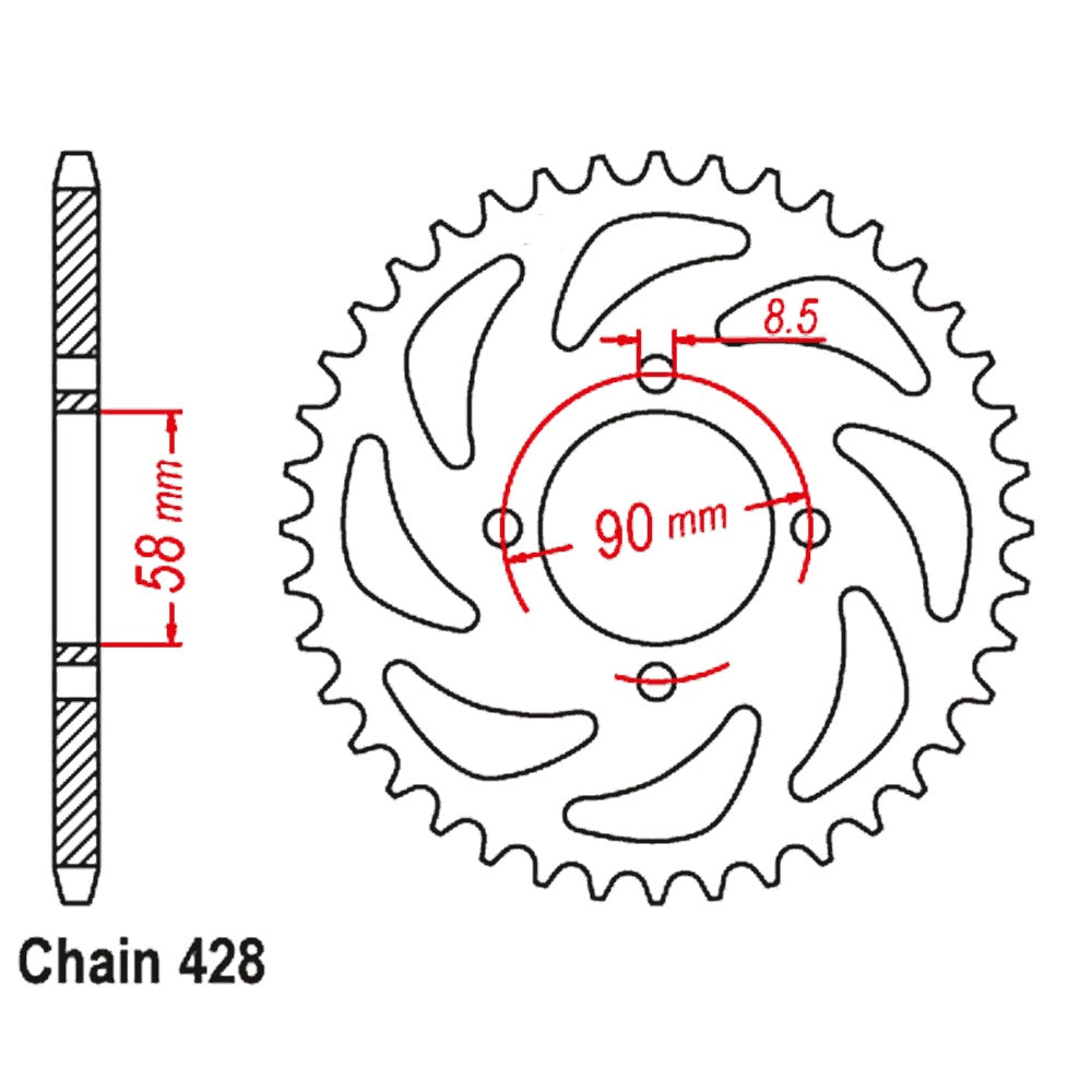 45T Suzuki GSX-R125 Rear Sprocket (803)