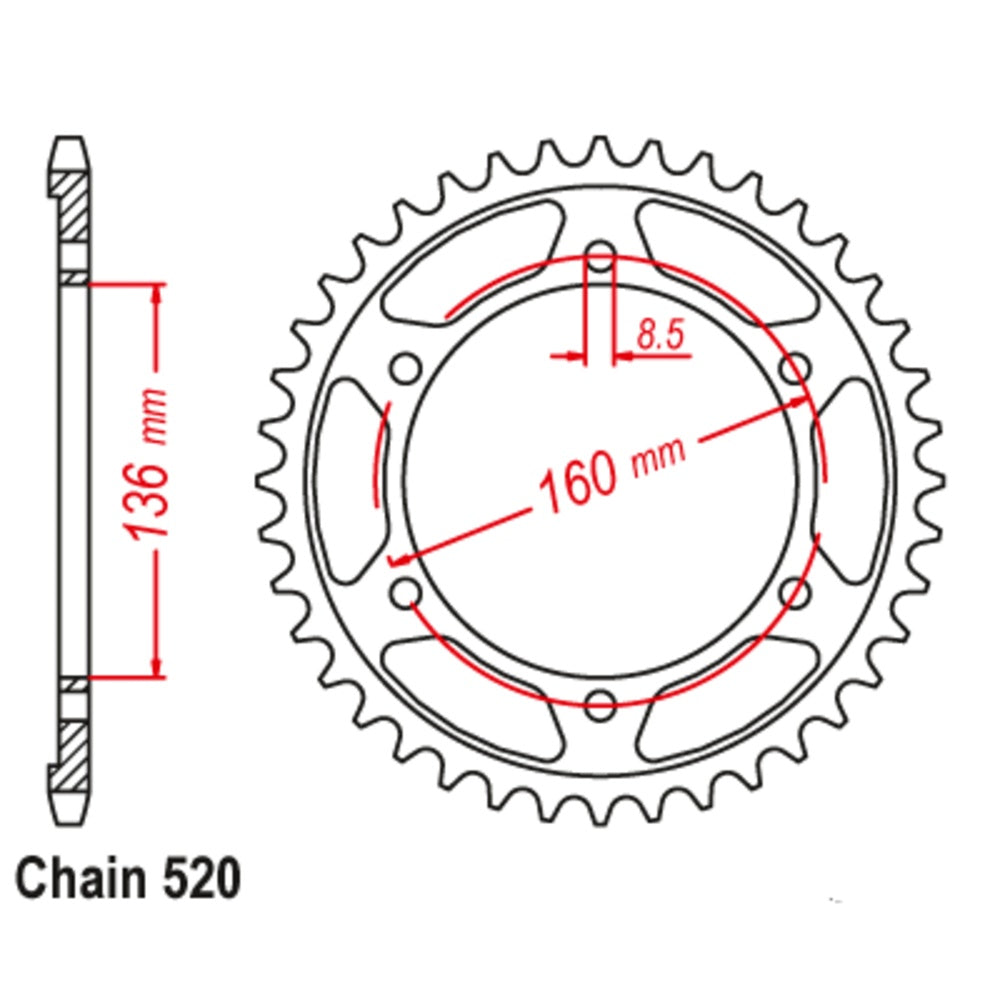 45T Aprillia/BMW Rear Sprocket (005)