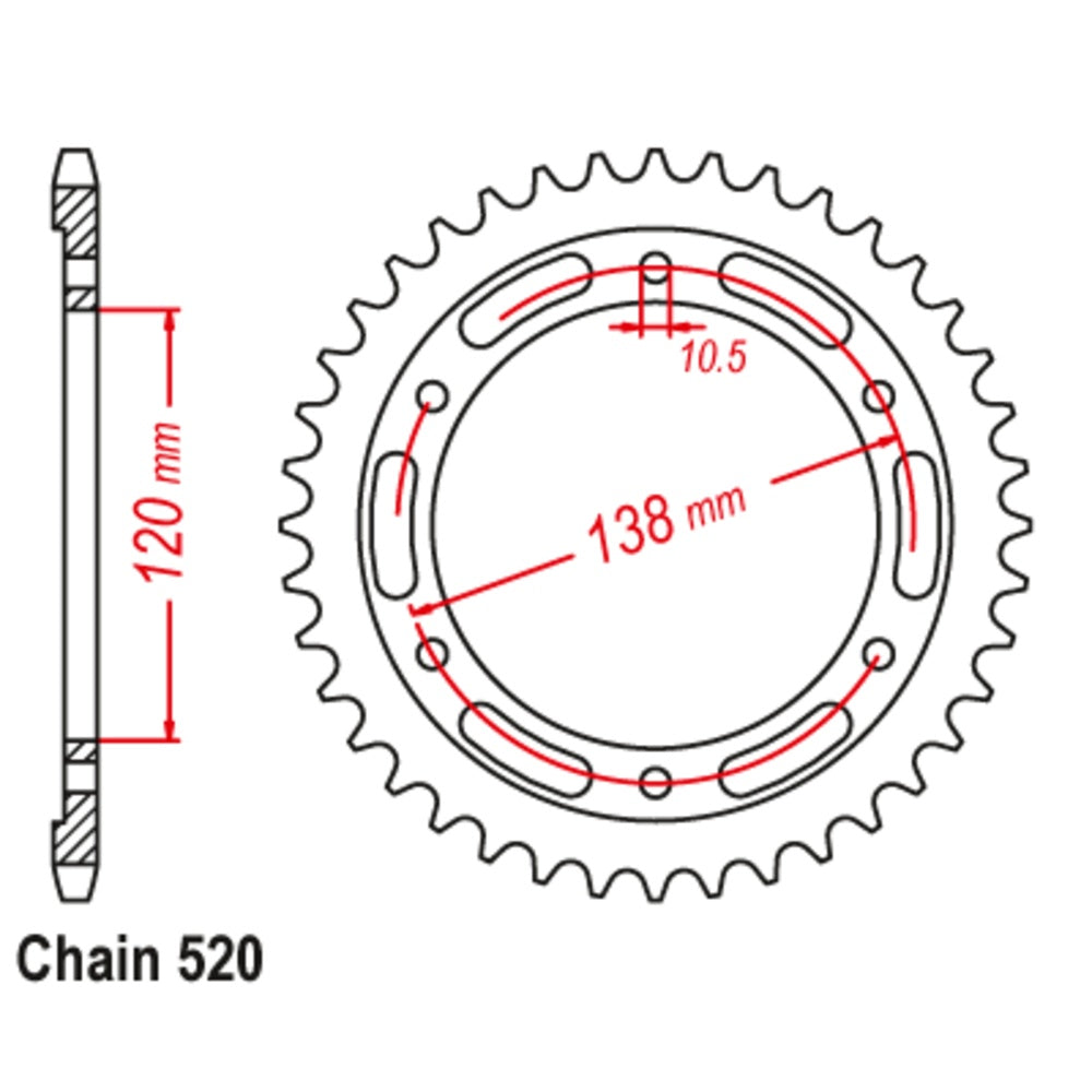 38T Honda CBR250 R 11-13 Rear Sprocket (1220)