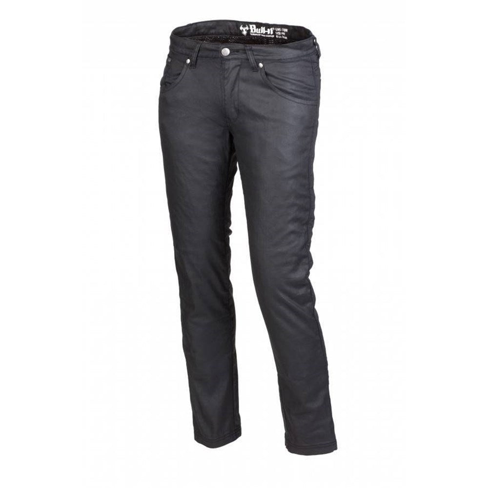 BULL-IT LADIES OIL SKIN SR6 JEANS BLK LONG (18)  [ONC01] #