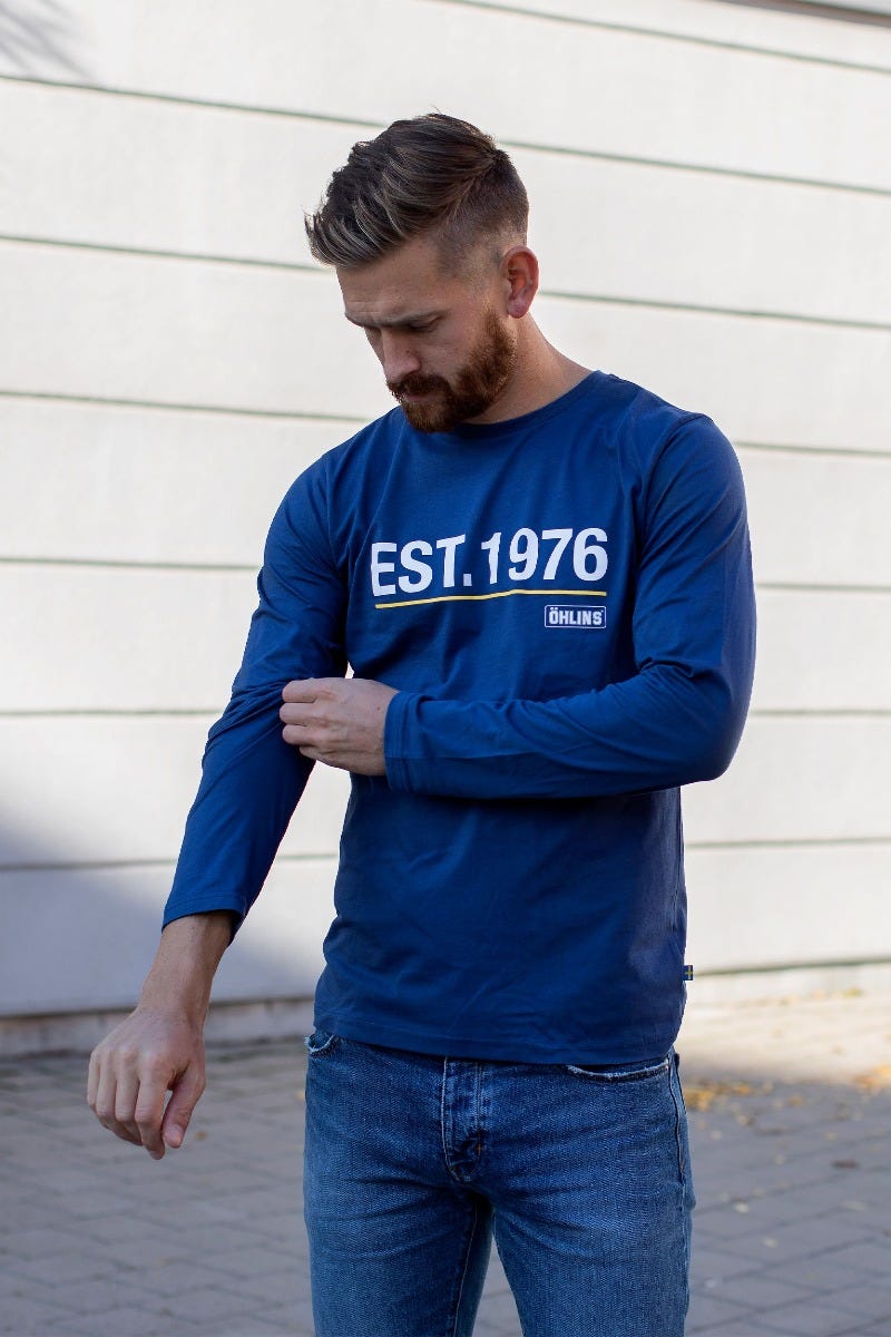 Long Sleve T-Shirt EST .1976 Blue-White/Yellow print XXXL
