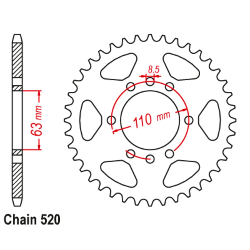 42T Stealth Supersprox Rear Sprocket KTM 200/390 Duke (905) - Orange